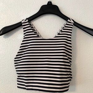 Athleta Black & White Striped Bikini Top